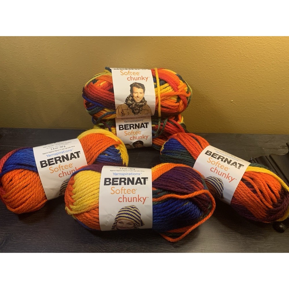 Bernat Softee Chunky Yarn 5 Skein Lot Color School Yard Multicolor Super Bulky
